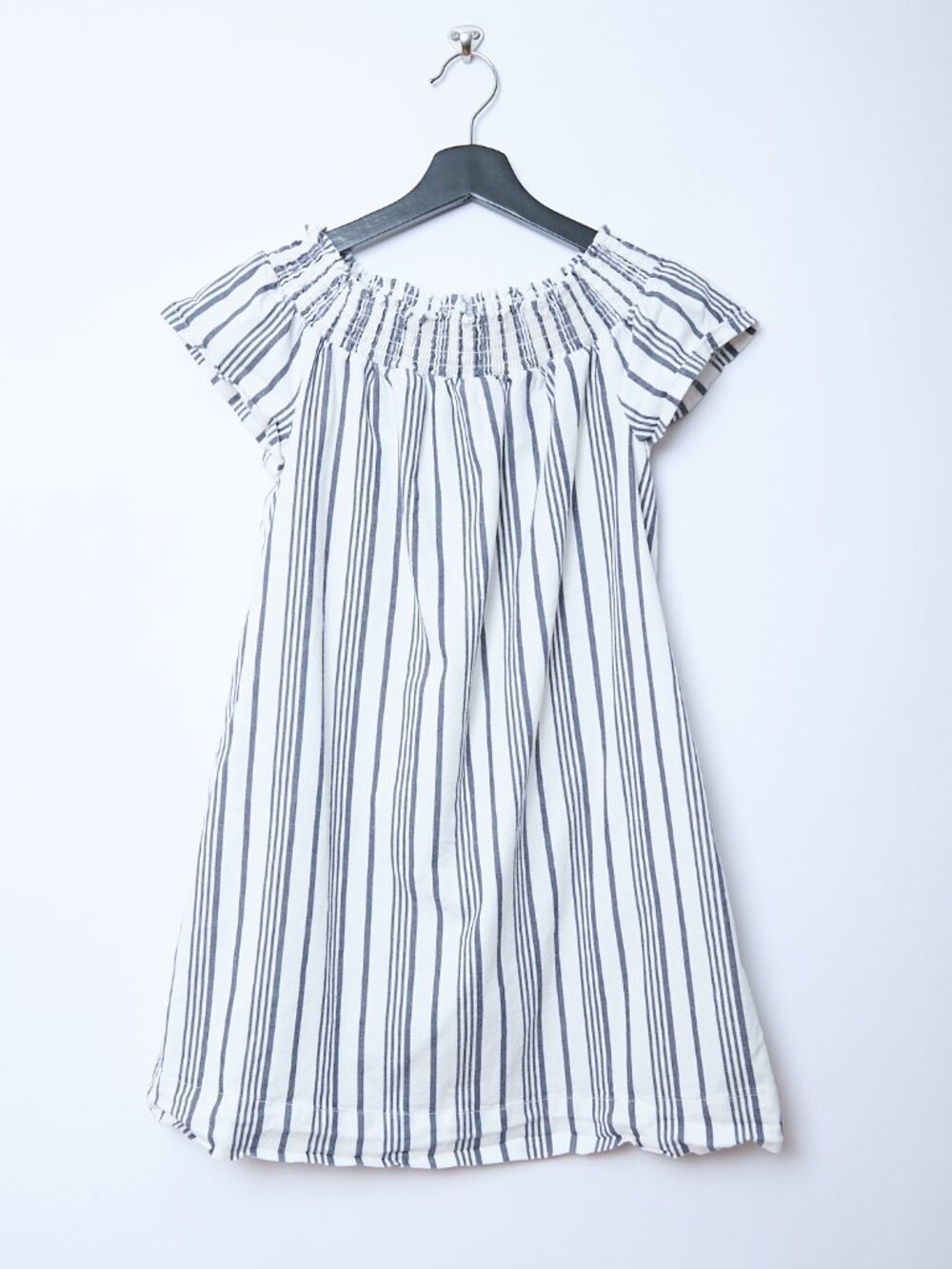 Marine Layer Valeria Off Shoulder Smocked Elastic Neckline Striped Dress